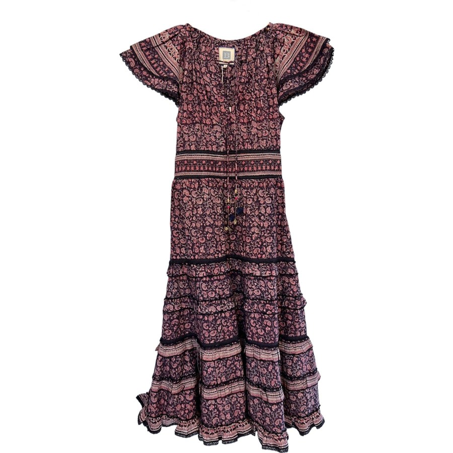 Women BELL by Alicia Bell Midi & Maxi | Eres Midi Dress Brown Pink Metallic