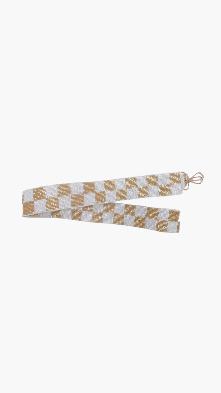 Women Uniquities Handbags | Checkered Gold/White Strap