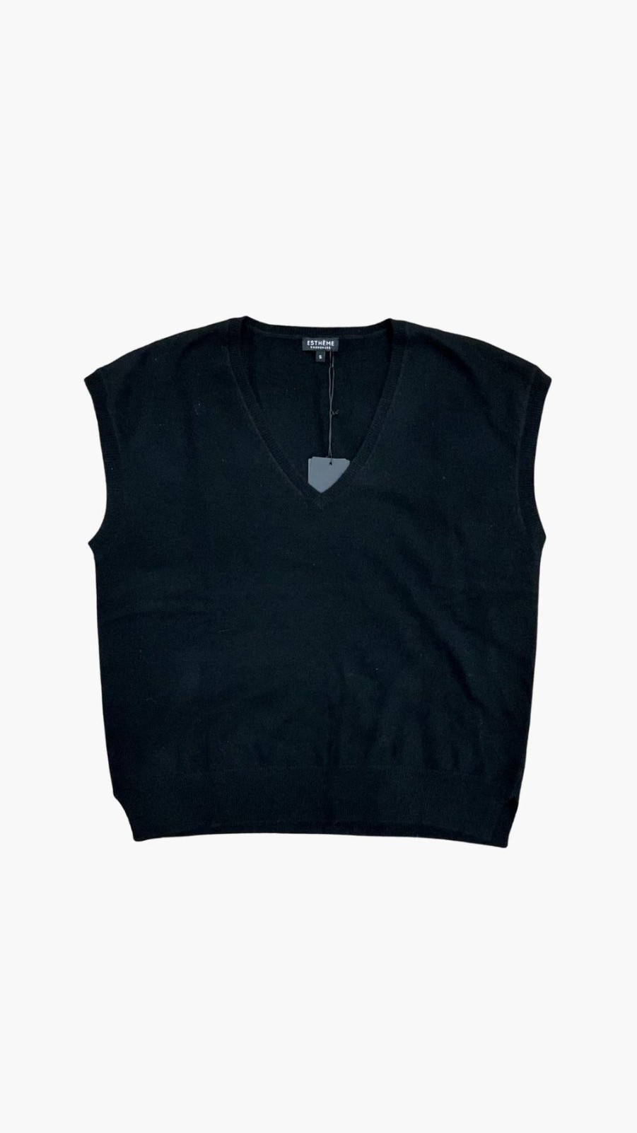 Women Estheme Cashmere Sweaters | V Neck Sweater Vest Noir