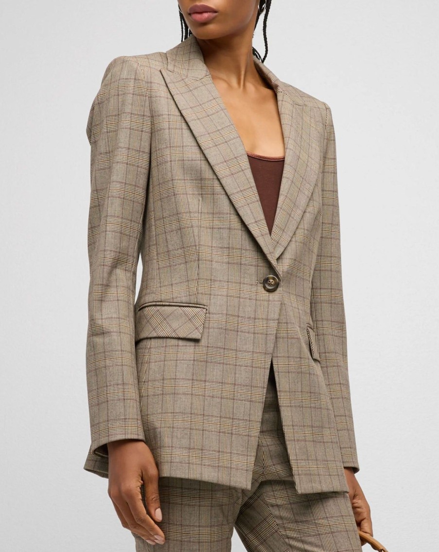 Women Veronica Beard Blazers | Long & Lean Dickey Jacket Brown Multi