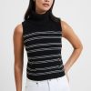 Women French Connection Sweaters | Mozart Sleeveless Jumper Black White