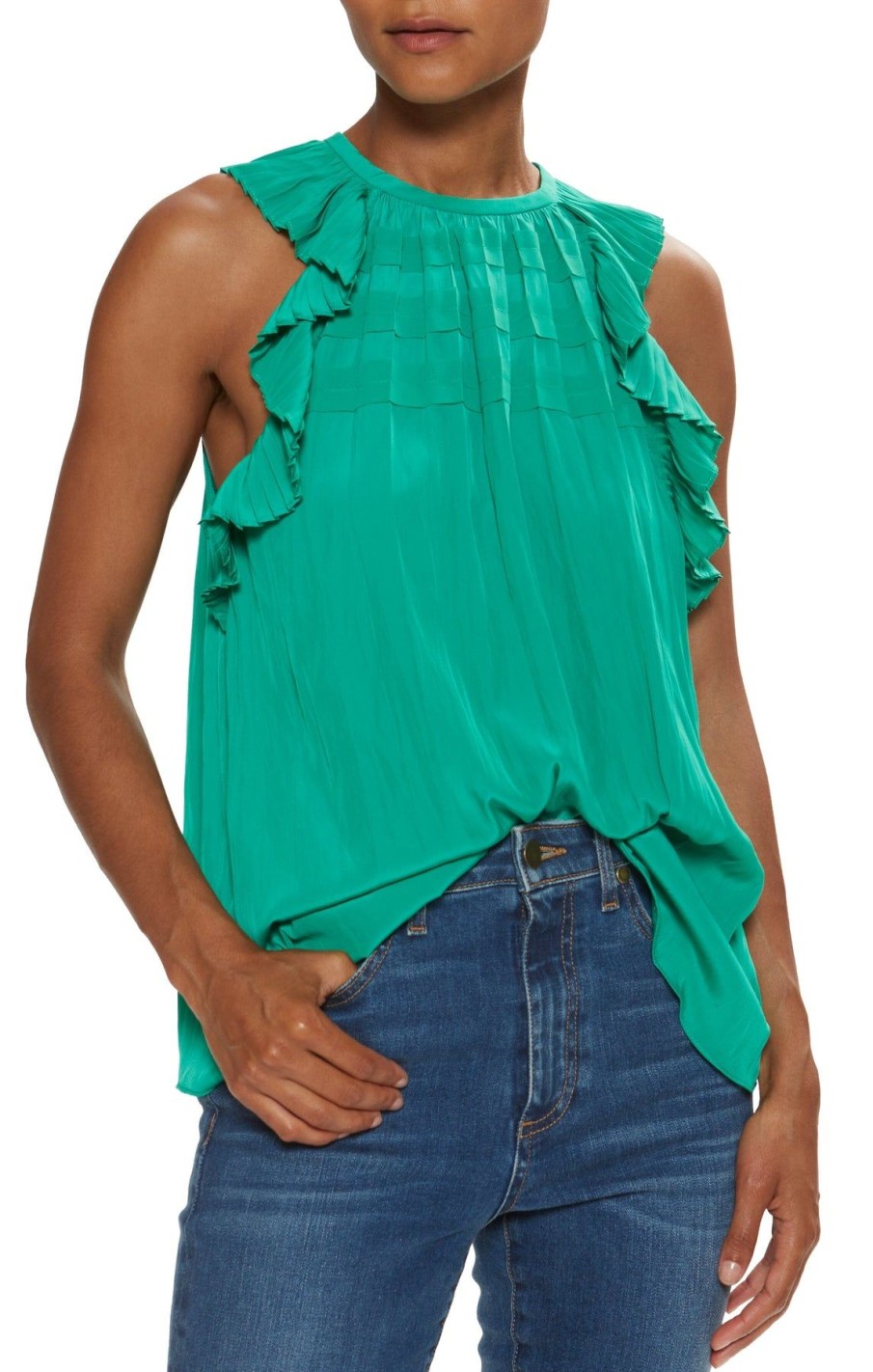 Women Ramy Brook Shirts & Blouses | Carmi Top Sea Green