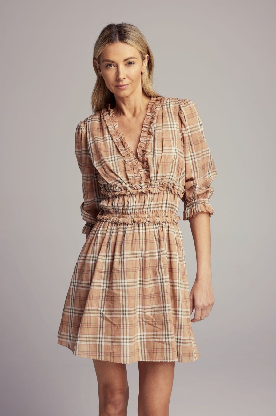 Women We Are Sundays Mini | Maisie Dress Tannin Plaid