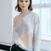 Women Autumn Cashmere Sweaters | Sequin Diamond Crew Sweatshirt Combo