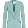 Women L'AGENCE Blazers | Chamberlain Blazer Green Herringbone