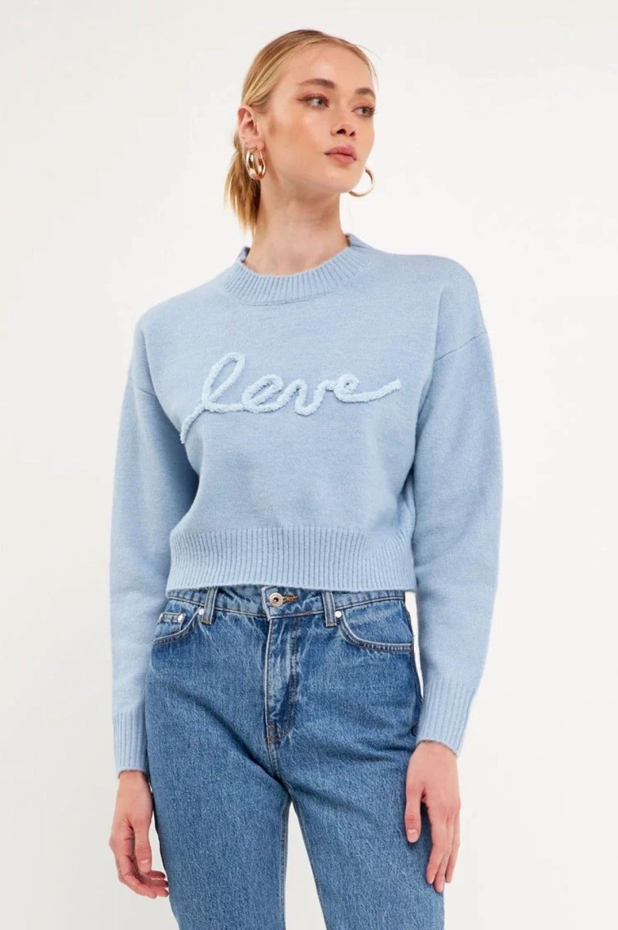 Women Anna Rae Sweaters | Love Sweater Powder Blue