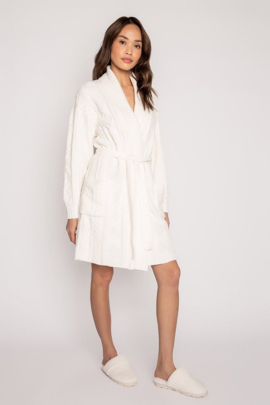 Women PJ Salvage | Cable Knit Robe Ivory