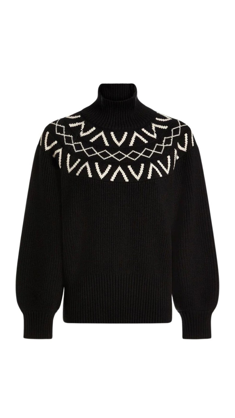 Women Varley Sweaters | Marcie Fairisle Yoke Knit Black