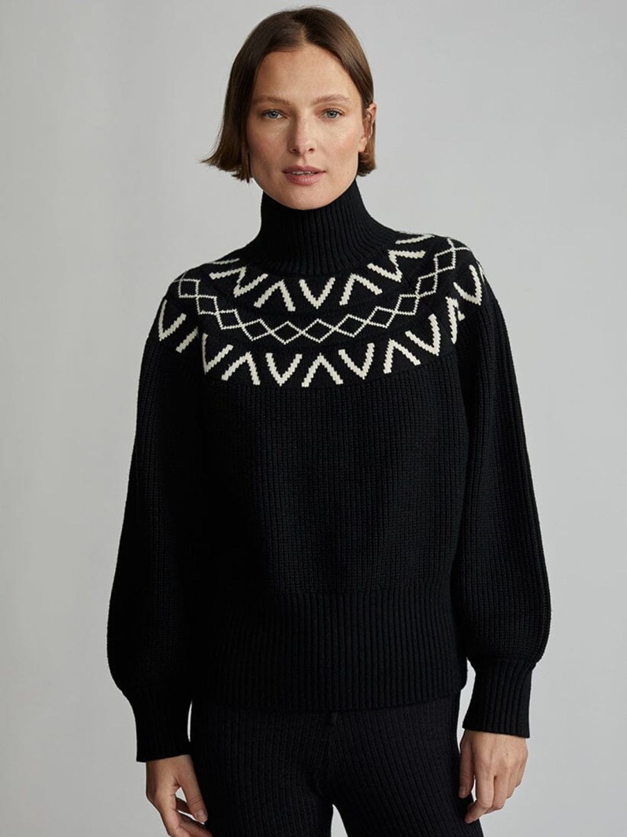 Women Varley Sweaters | Marcie Fairisle Yoke Knit Black