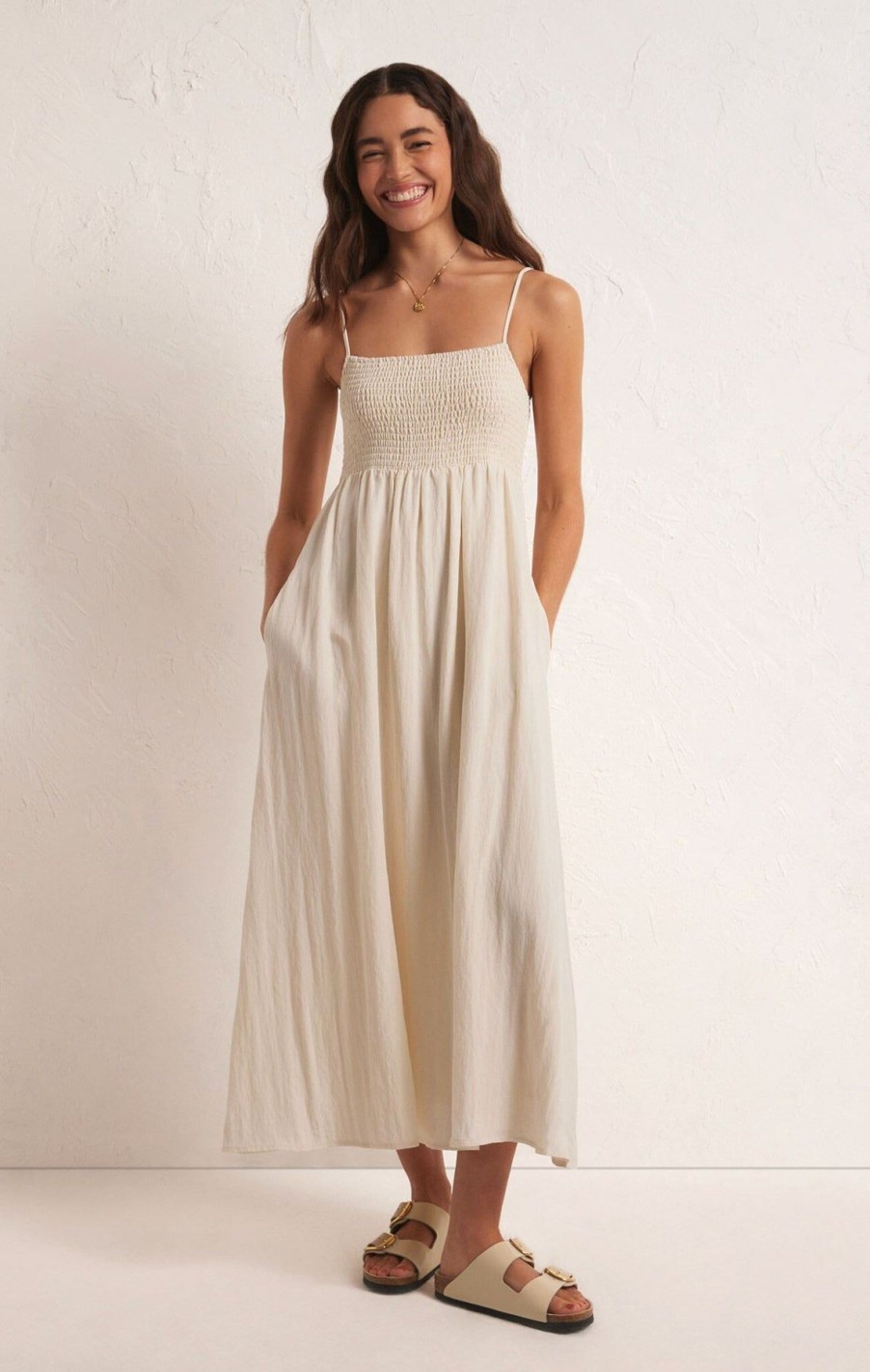 Women Z Supply Vacation | Beachside Midi Dress Sandstone