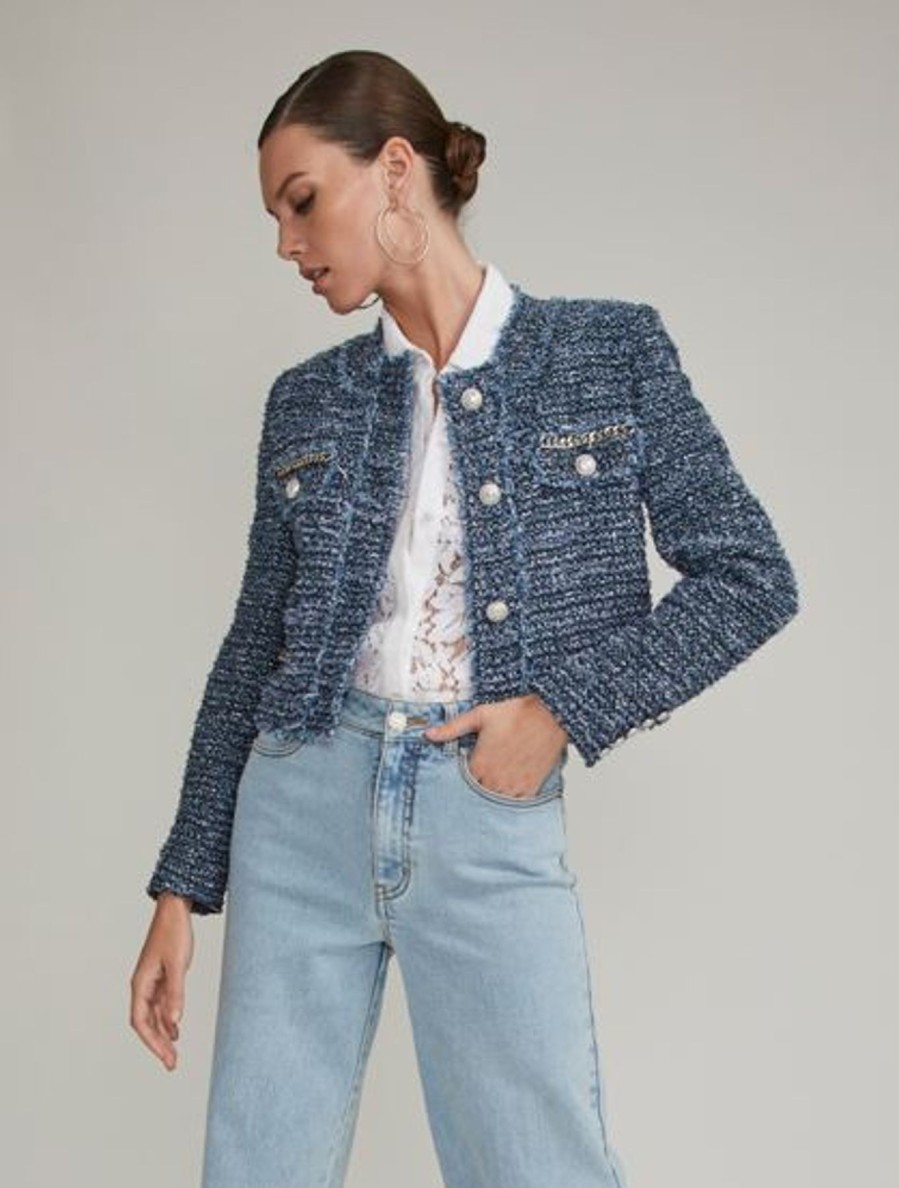 Women Generation Love Blazers | Kristen Tweed Jacket Indigo/White