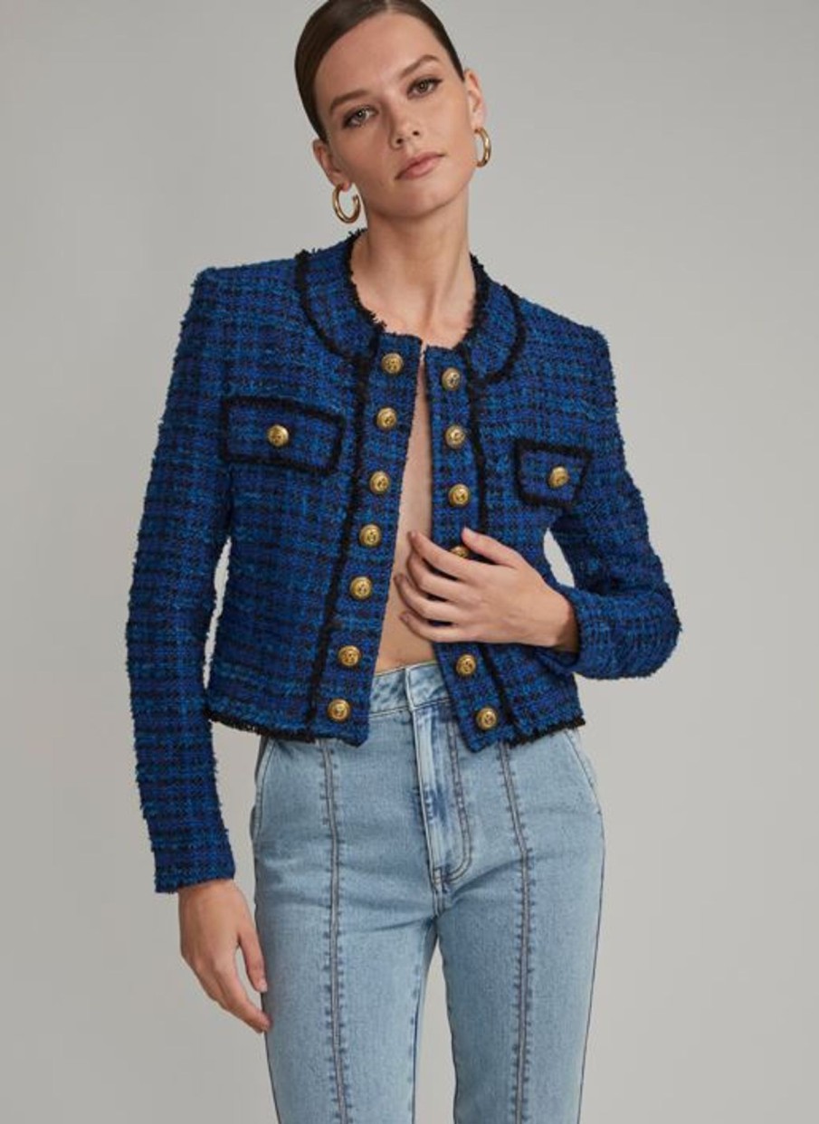 Women Generation Love Blazers | Karson Tweed Jacket Blue/Black