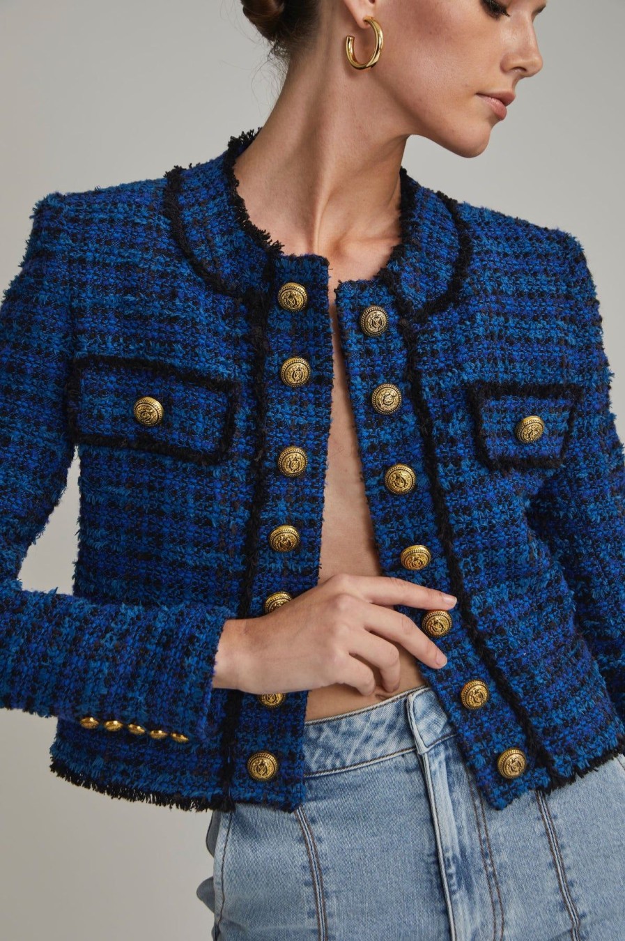 Women Generation Love Blazers | Karson Tweed Jacket Blue/Black