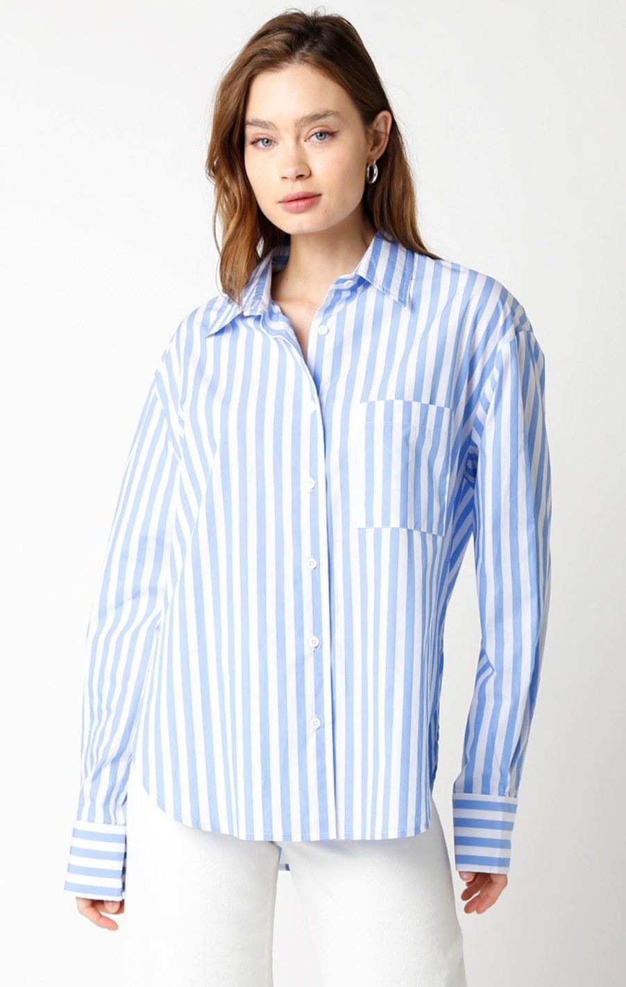 Women Kendall Lane Shirts & Blouses | Myers Shirt Light Blue Stripe