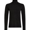 Women Varley Shirts & Blouses | Roya Rollneck Long Sleeve Tee Black/Egret