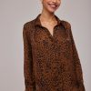 Women Bella Dahl Shirts & Blouses | Pleated Button Down Shirt Gold Spots Print