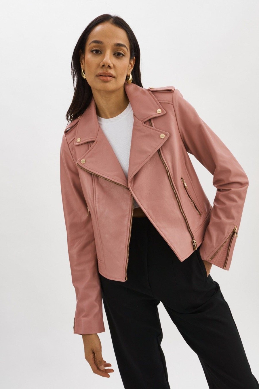 Women LAMARQUE Leather Jackets | Donna 21 Jacket Mauve Pink