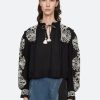 Women Sea NY Shirts & Blouses | Cordera Embroidery Long Sleeve Top Black