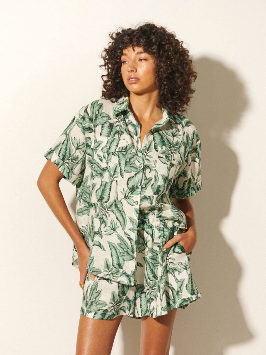 Women Kivari Shirts & Blouses | Tropico Shirt Green Palm