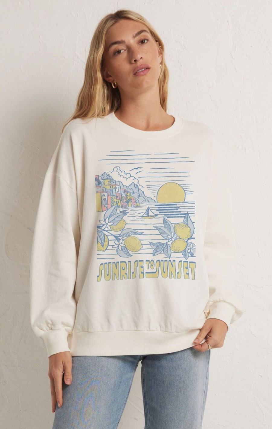 Women Z Supply | Sunrise Sunday Sweatshirt Sea Salt