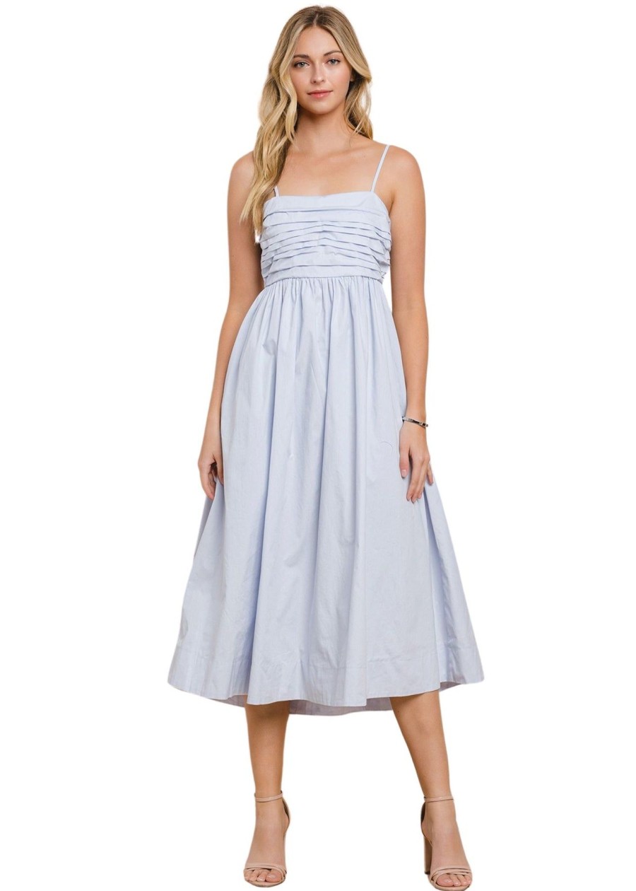 Women Anna Rae Midi & Maxi | Katherine Pleated Midi Dress Baby Blue