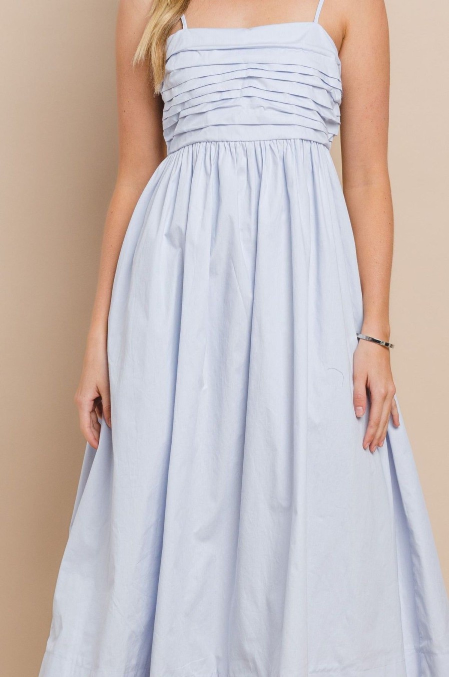 Women Anna Rae Midi & Maxi | Katherine Pleated Midi Dress Baby Blue