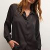 Women Z Supply Shirts & Blouses | Serenity Lux Sheen Top Black