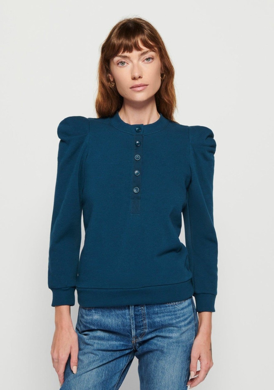 Women NATION LTD Shirts & Blouses | Shaya Femme Henley Sweatshirt Azure