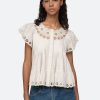 Women Sea NY Shirts & Blouses | Arabella Embroidery Flutter Sleeve Tank Top Cream