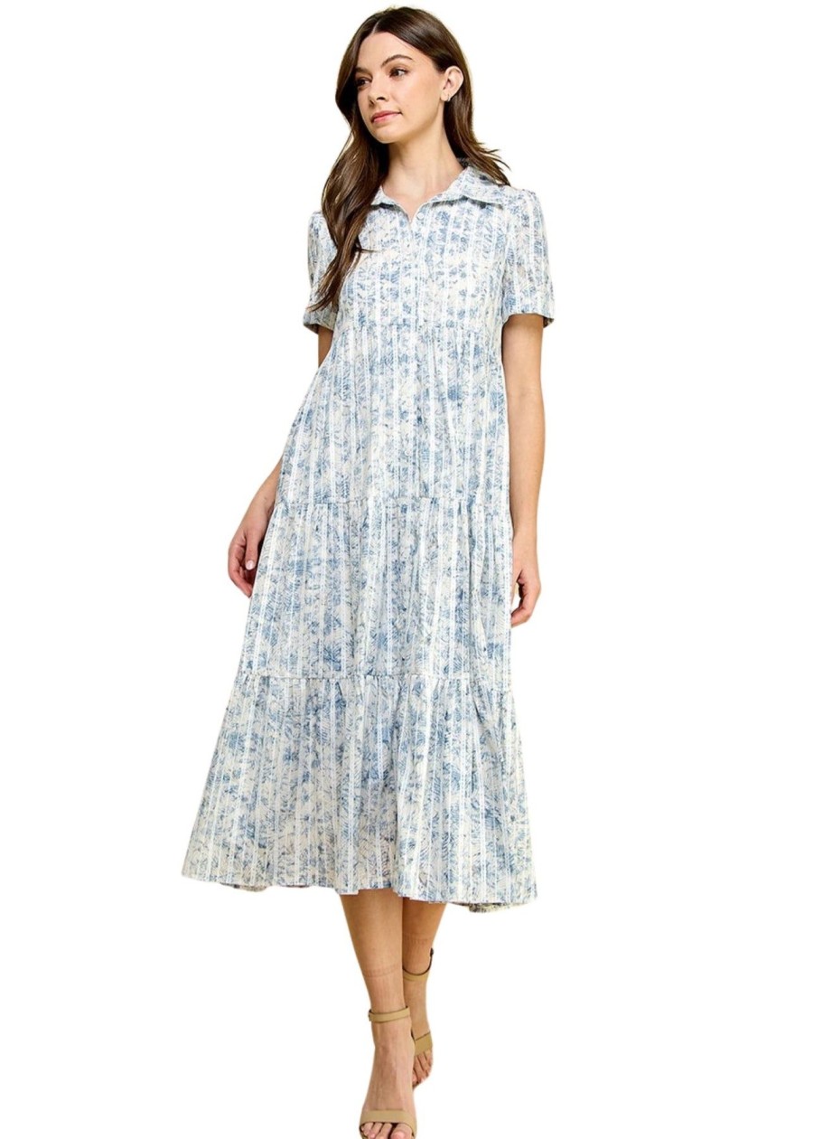 Women Anna Rae Midi & Maxi | Brenda Midi Dress Blue/White