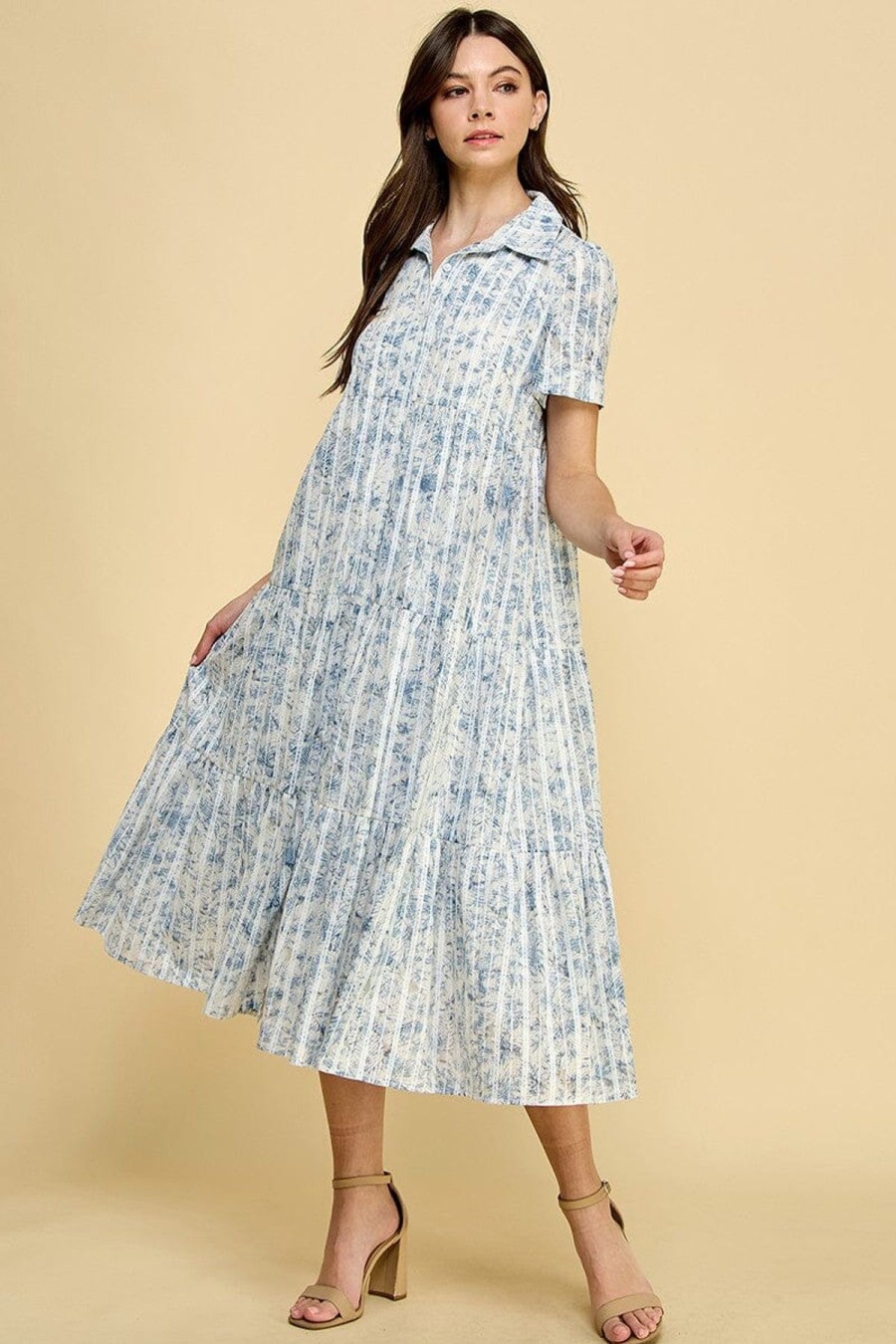 Women Anna Rae Midi & Maxi | Brenda Midi Dress Blue/White