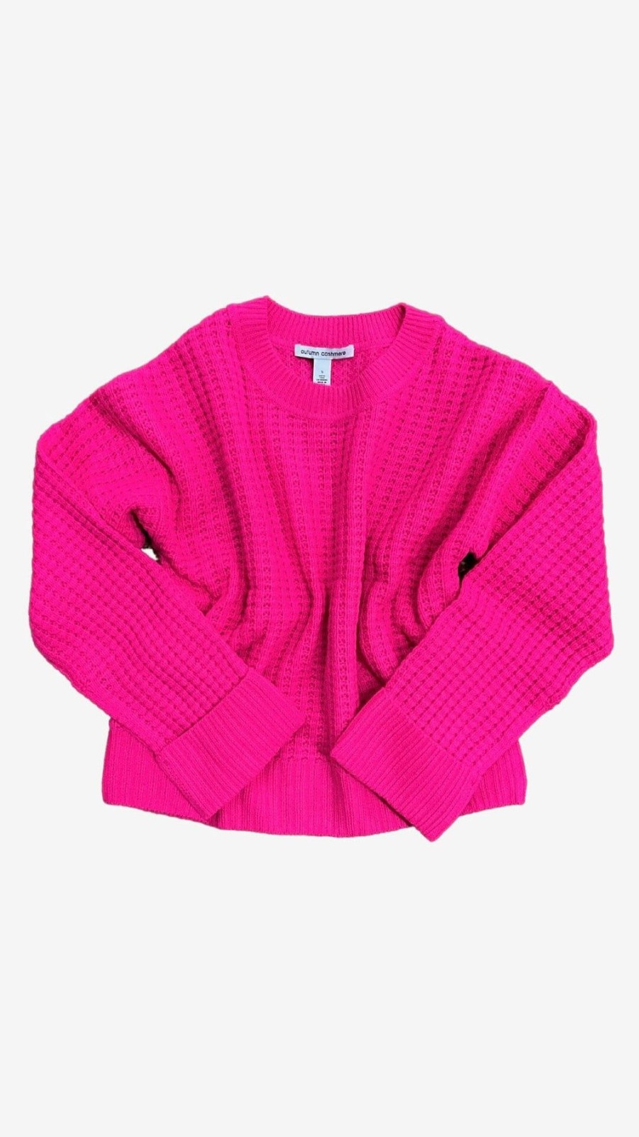 Women Autumn Cashmere Sweaters | Thermal Crew With Cuffs Atomic Pink