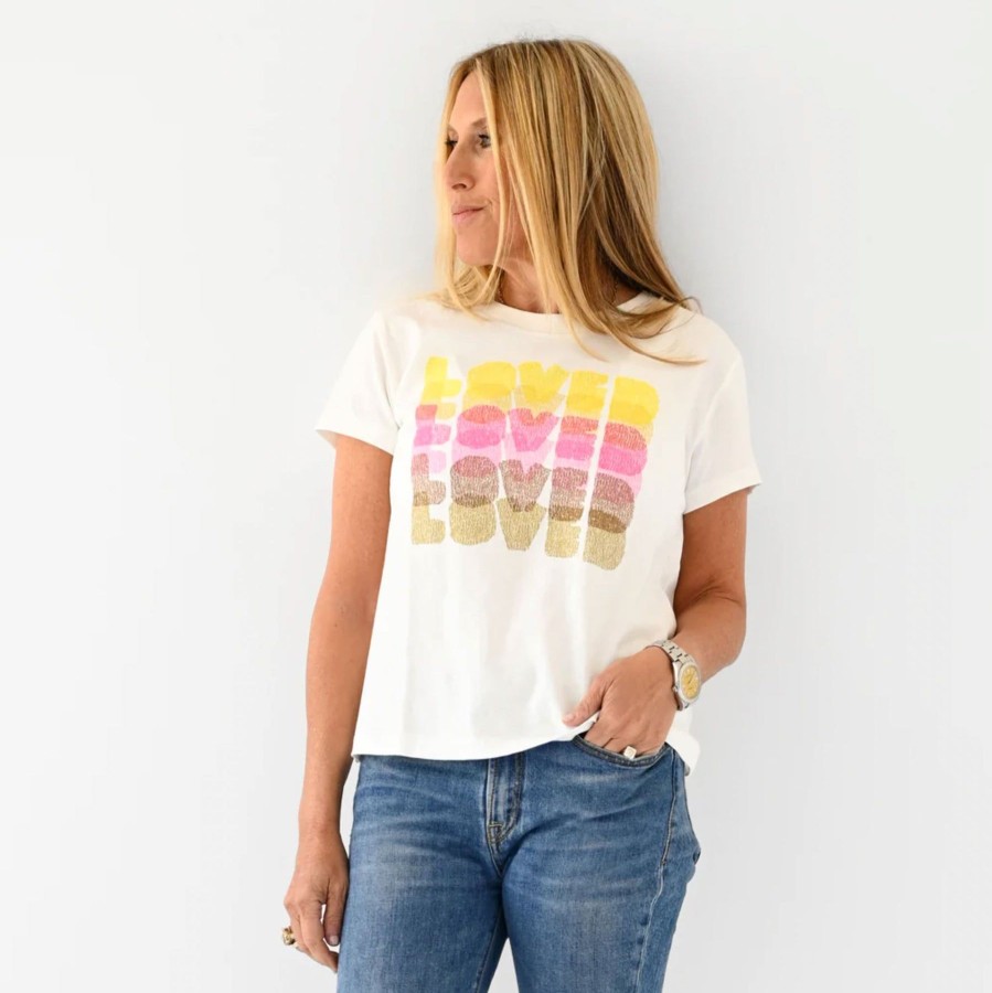 Women Kerri Rosenthal Tees & Tanks | Suke Tee Loved On Repeat White