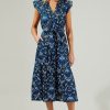 Women Anna Rae Vacation | Marley Midi Dress Teal Multi