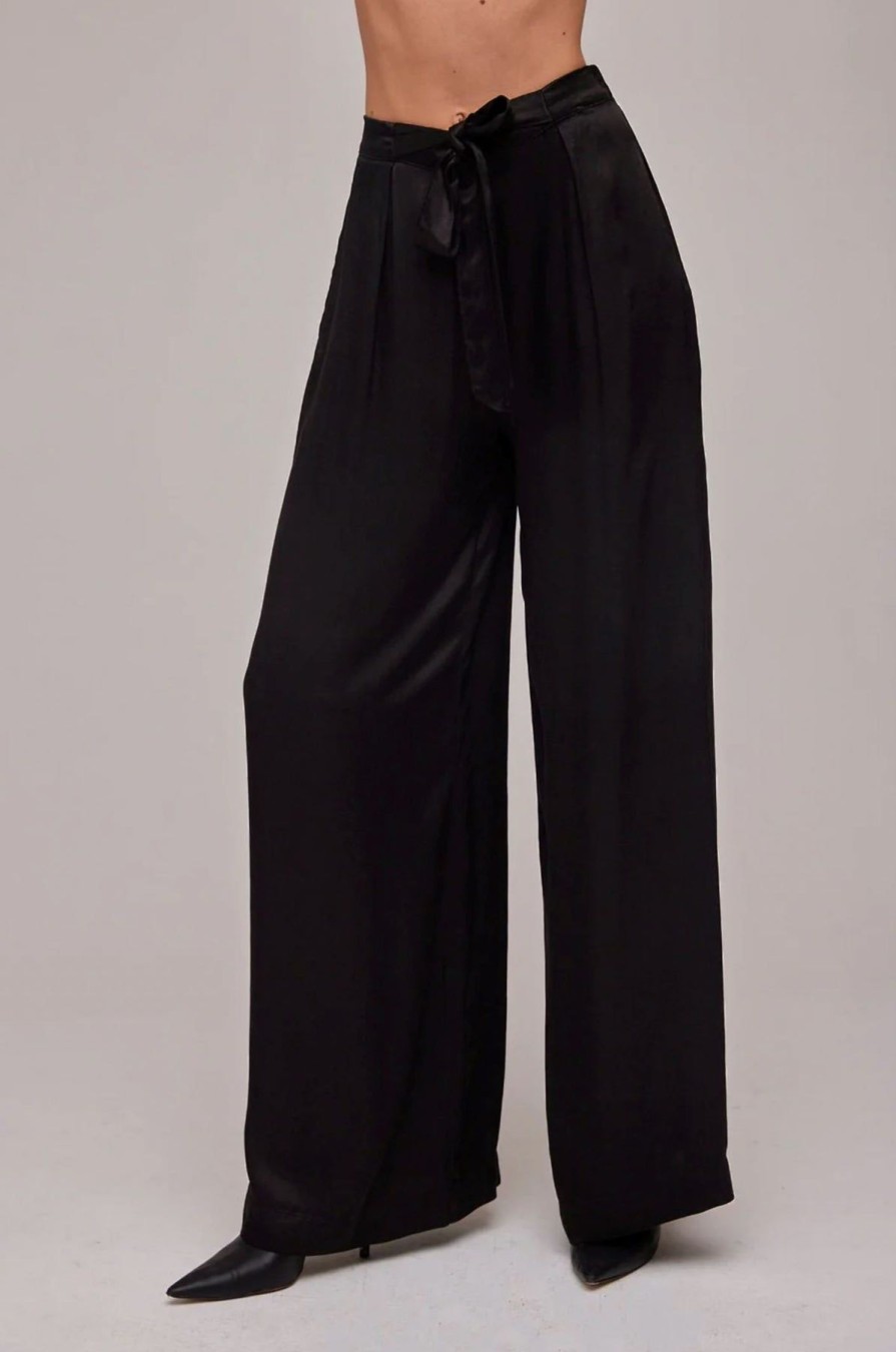 Women Bella Dahl Pants | Pleat Front Wide Leg Pant Black