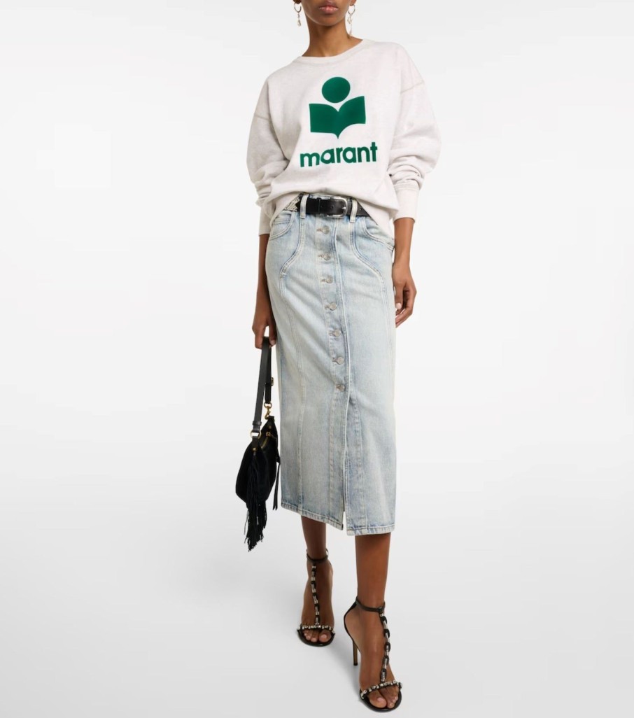 Women Isabel Marant Etoile | Mobyli Sweatshirt Ecru/Emerald