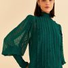 Women FARM Rio Shirts & Blouses | Ruffled Long Sleeve Blouse Emerald