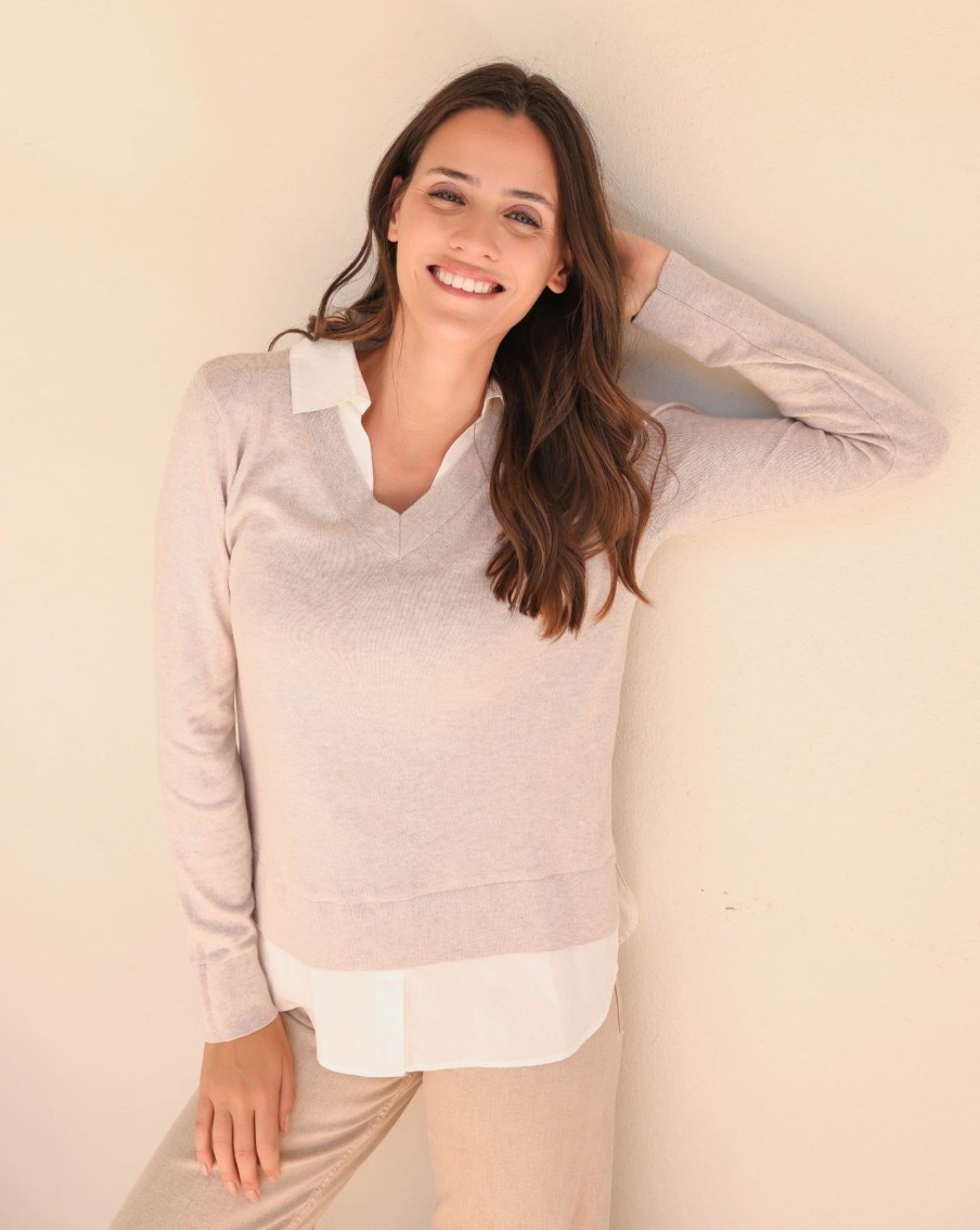 Women Alashan Cashmere Sweaters | Shirttail Crew Ecru