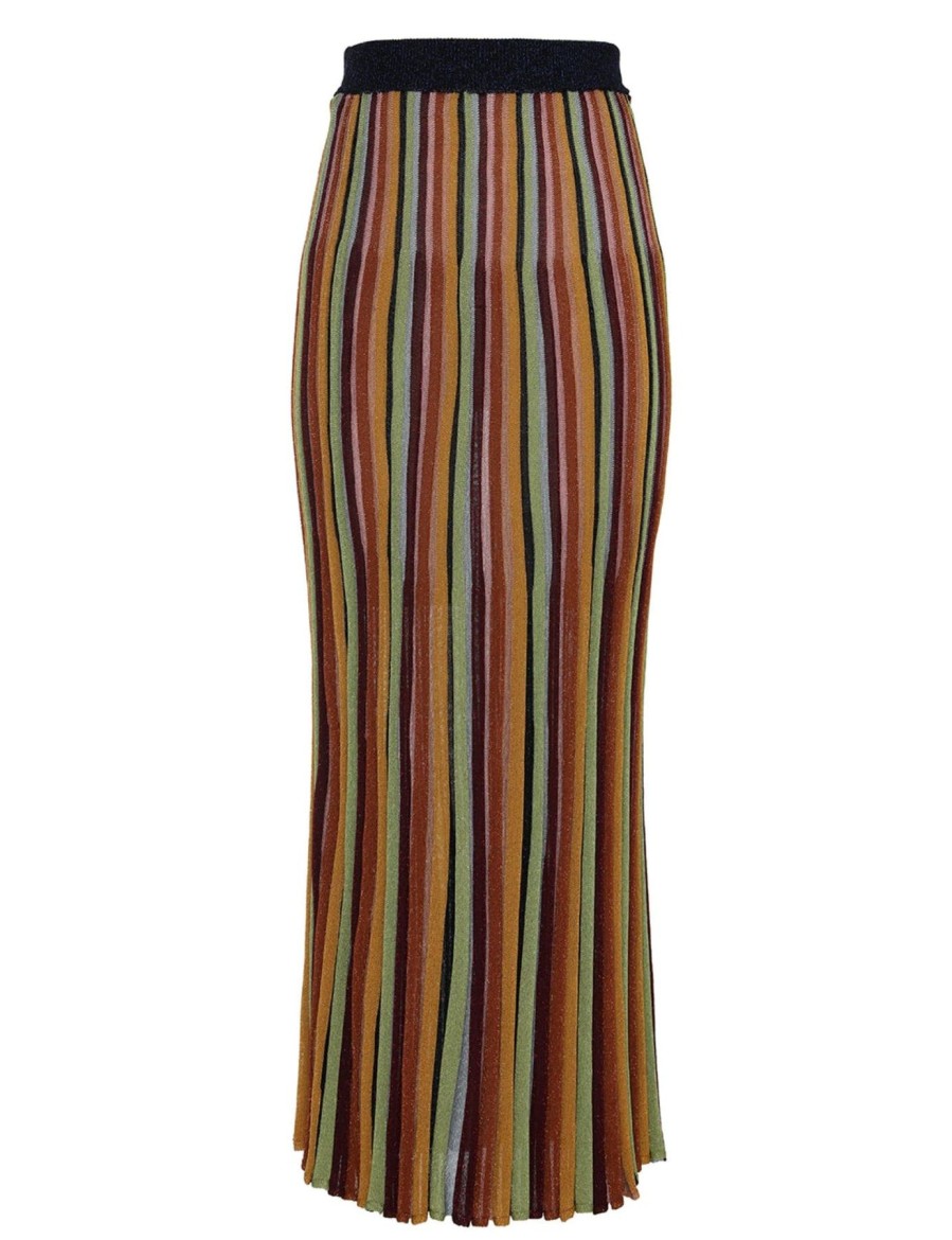 Women Zimmermann Skirts | Alight Lurex Stripe Midi Skirt Lurex Multi