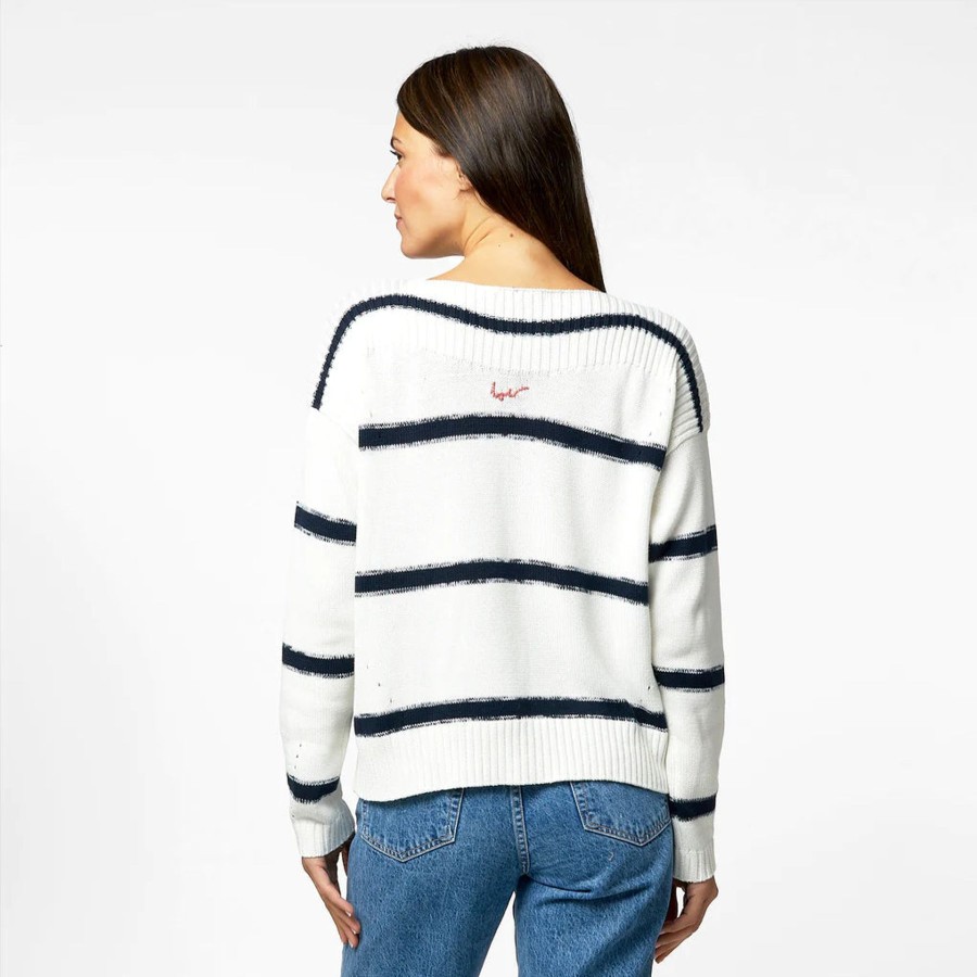 Women Kerri Rosenthal Sweaters | Kaia Stripe Sweater White