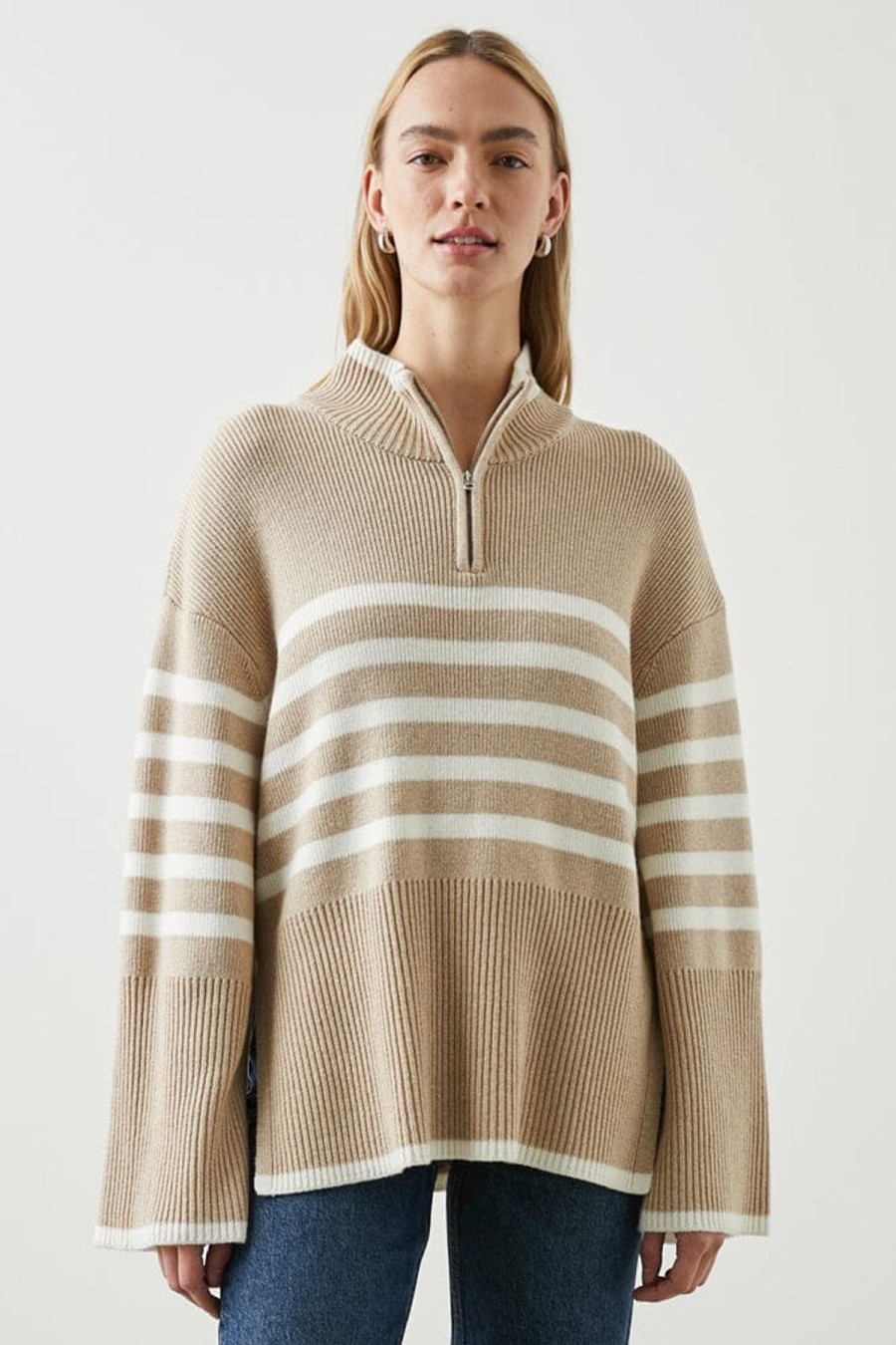 Women Rails Sweaters | Tessa Sweater Sand Stripe