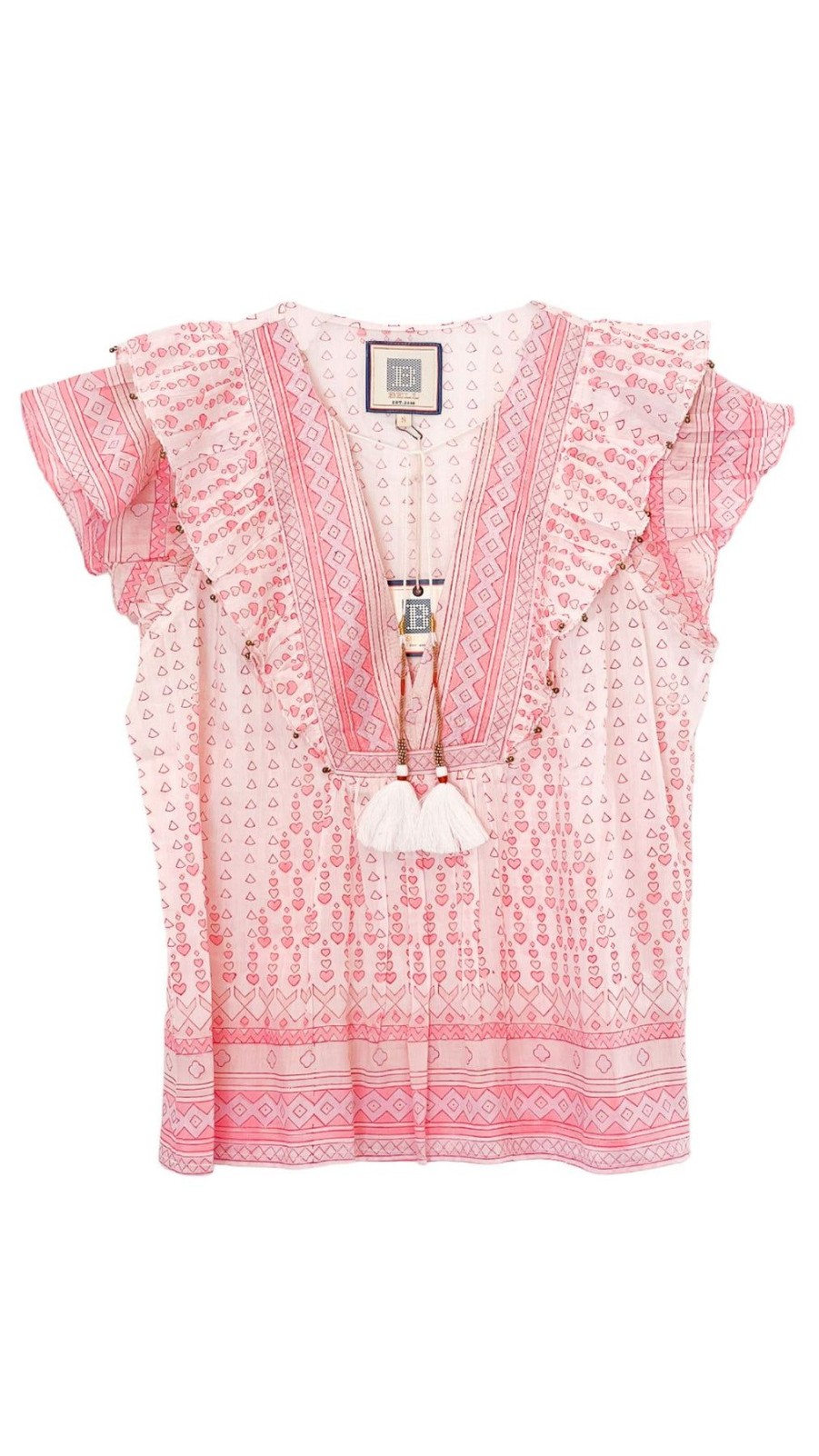 Women BELL by Alicia Bell Shirts & Blouses | Kiara Top Pink Hearts