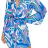 Women Ramy Brook Cocktail | Retro Printed Panny Dress Marrakech Blue Retro