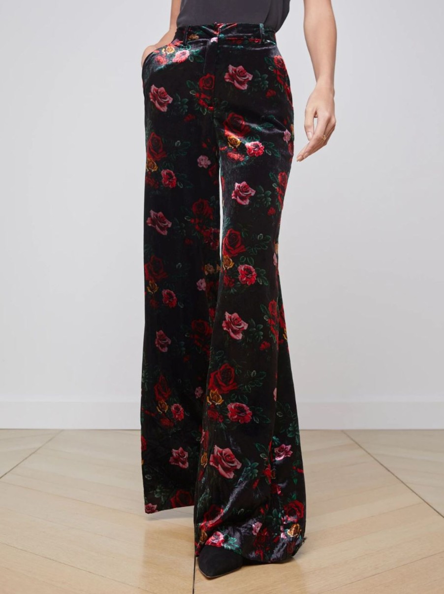 Women L'AGENCE Pants | Pilar Wide Leg Pant Black/Vintage Rose