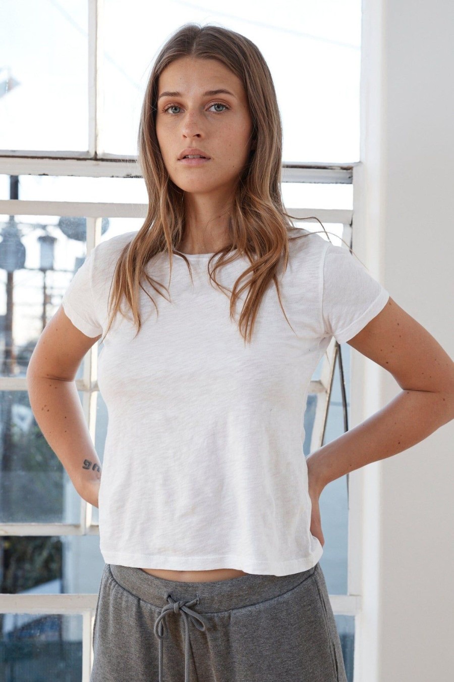 Women Velvet Tees & Tanks | Sierra Tee White