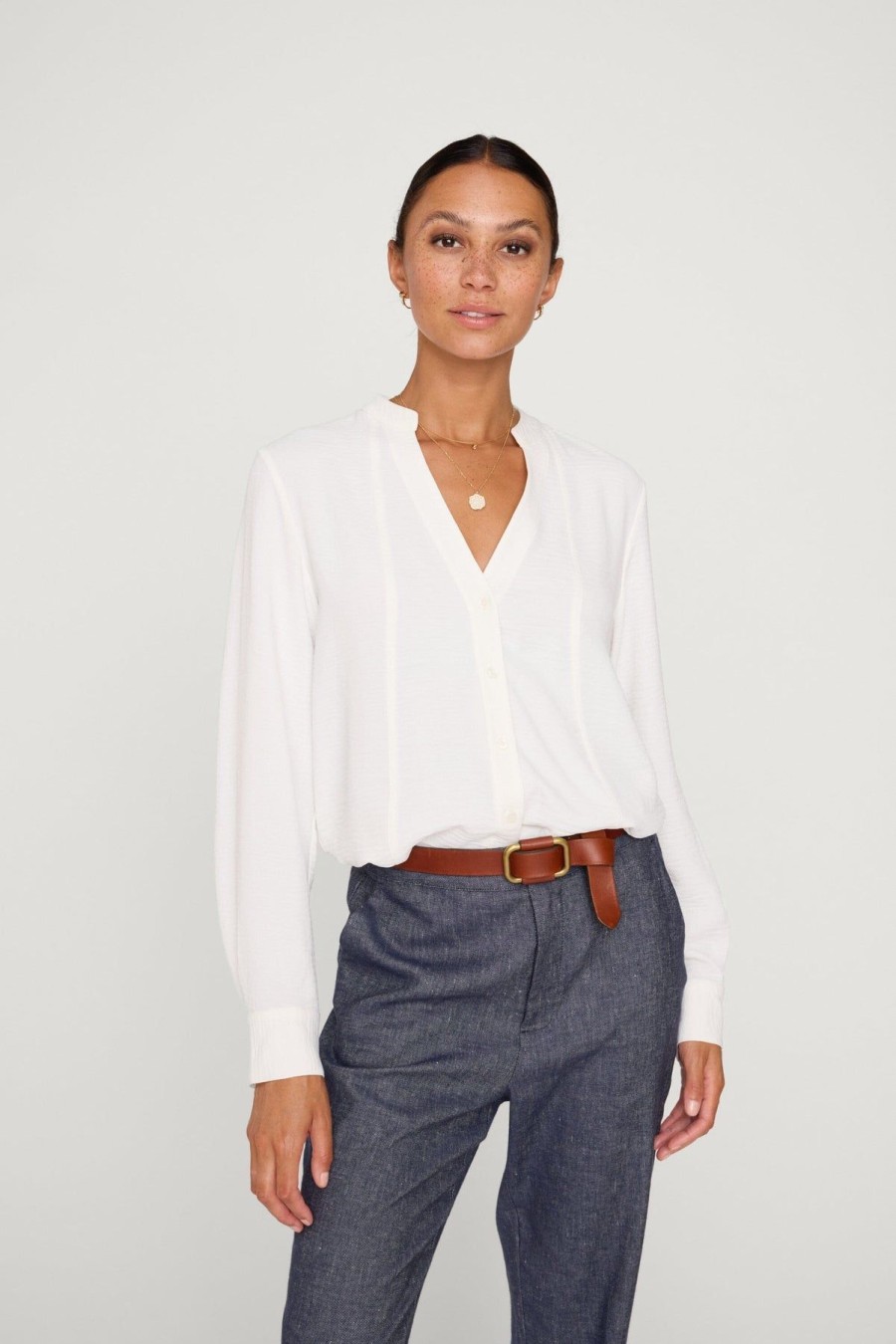 Women Brochu Walker Shirts & Blouses | Galey Blouse Salt White