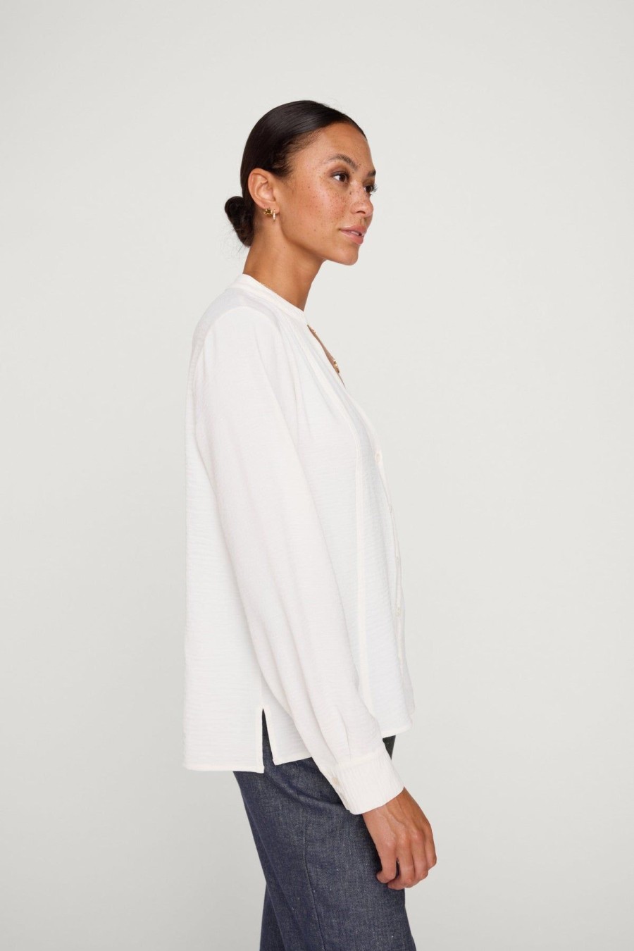 Women Brochu Walker Shirts & Blouses | Galey Blouse Salt White