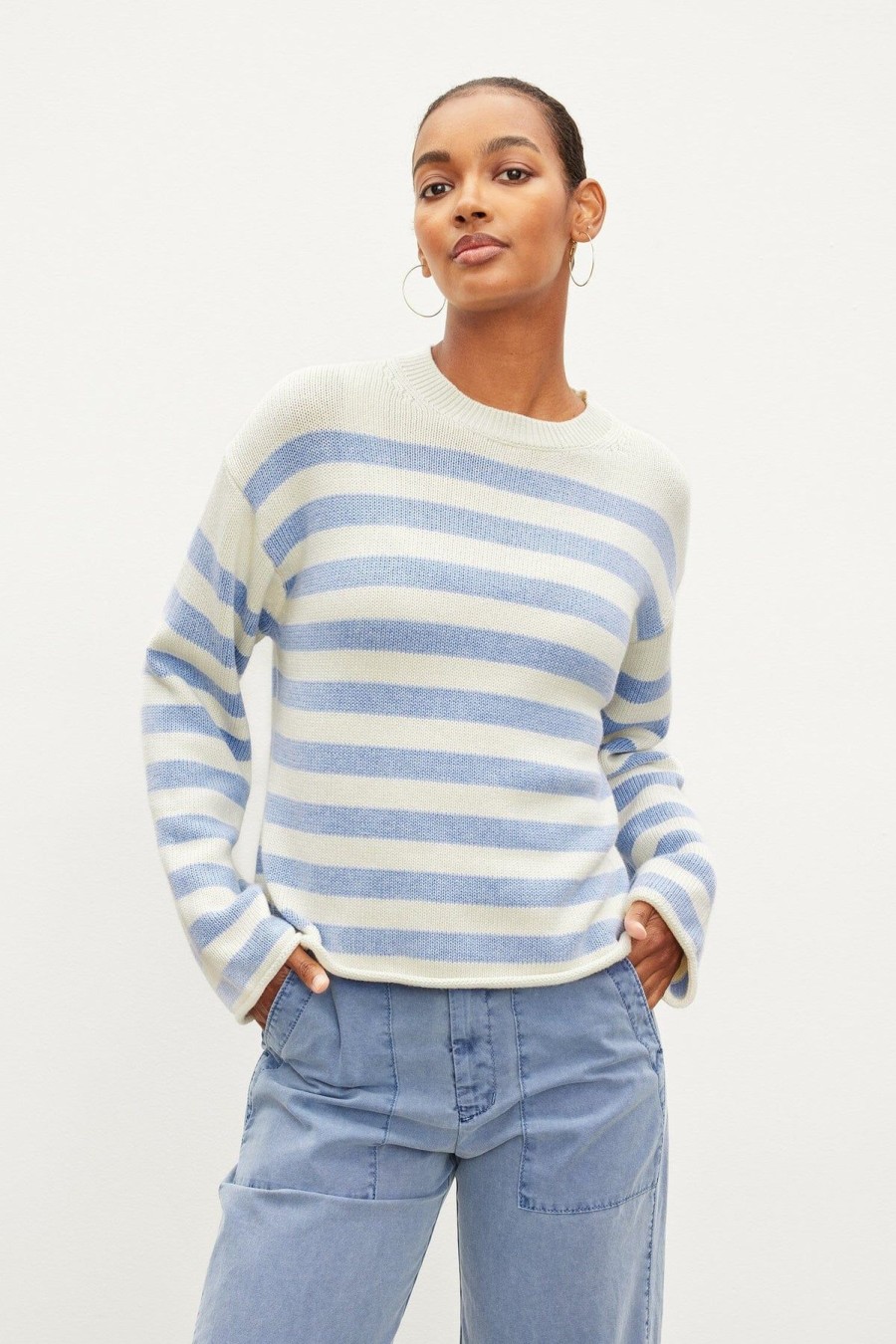 Women Velvet Sweaters | Lex Sweater Milk/Blue